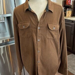 Prana Brown Herringbone Shirt